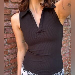 Year of Ours Black Ribbed Sleeveless Top